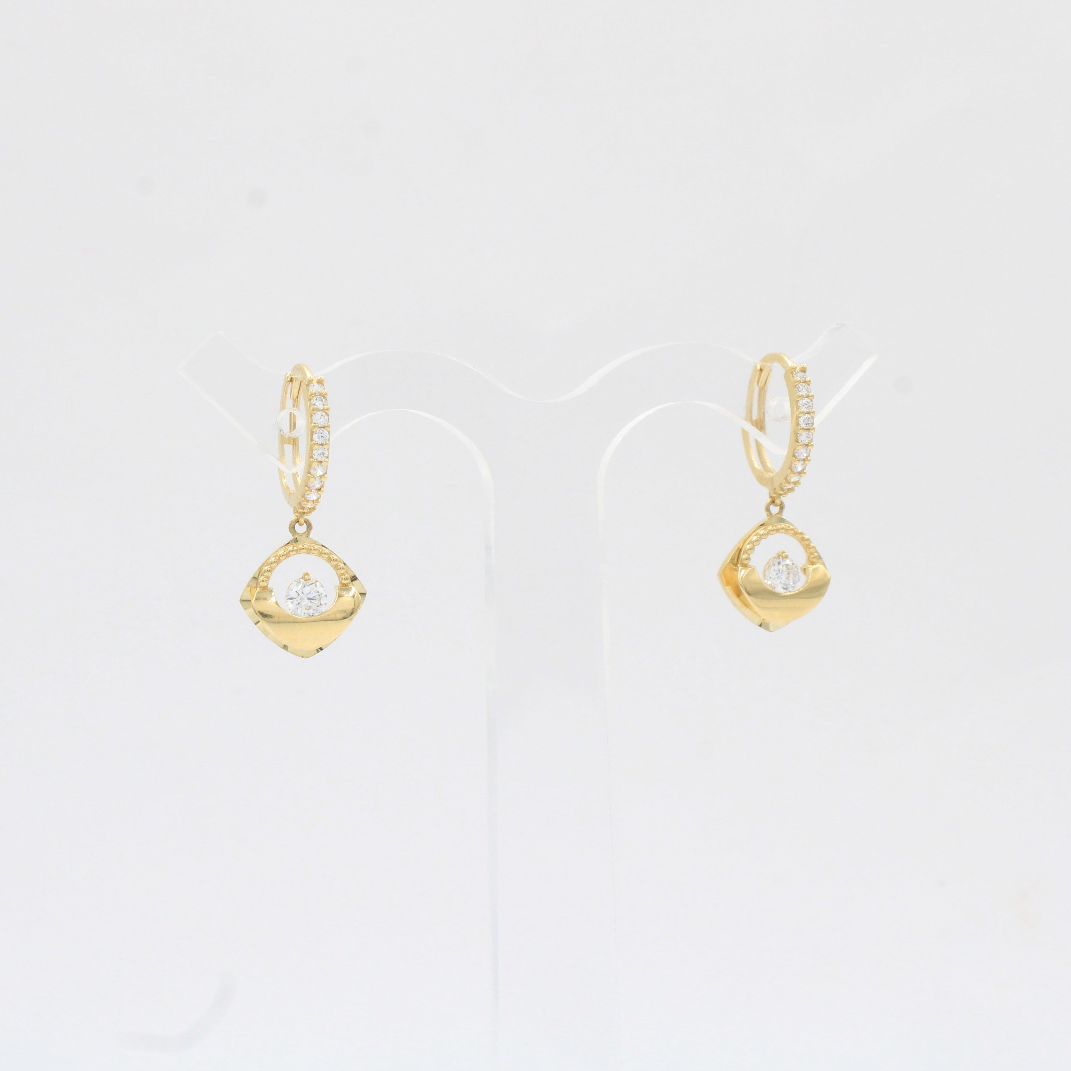 Grapa Larga de Oro 14k Diseño Elegante y Diamantado con Zirconia Central mod. 10381