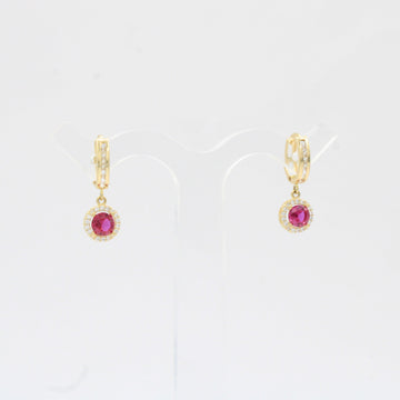 Grapa Larga de Oro 14k Diseño Elegante con Zirconia Roja mod. 10382