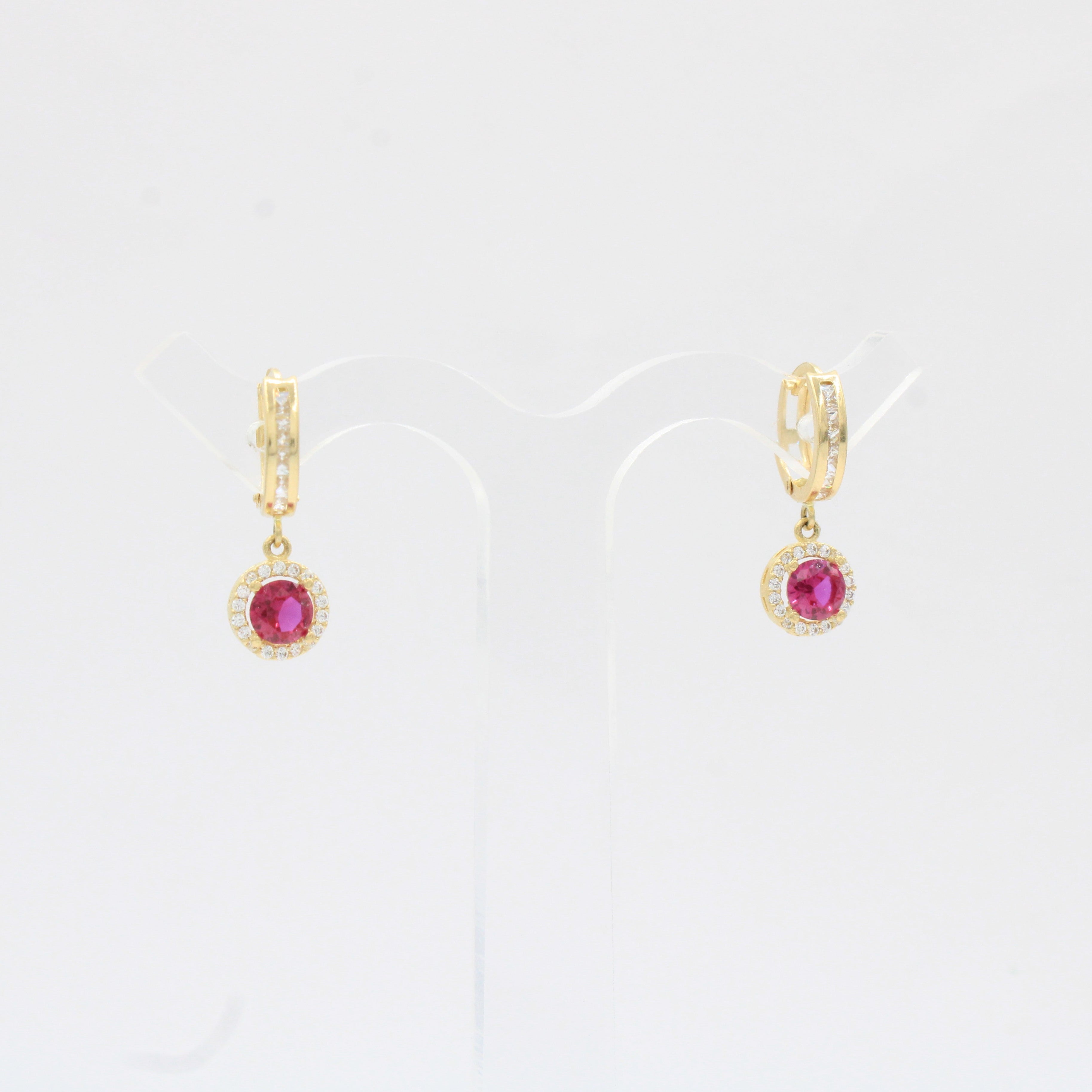 Grapa Larga de Oro 14k Diseño Elegante con Zirconia Roja mod. 10382