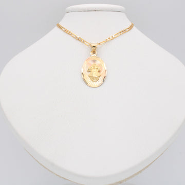 Gargantilla de Oro 14k Tejido 3x1 con Dije Virgen de San Juan de Los Lagos mod. 11198