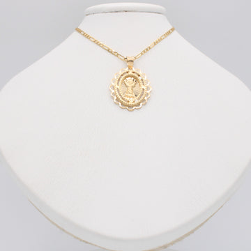Gargantilla de Oro 14k Tejido 3x1 con Dije de Niño Dios con Zirconias mod. 11200