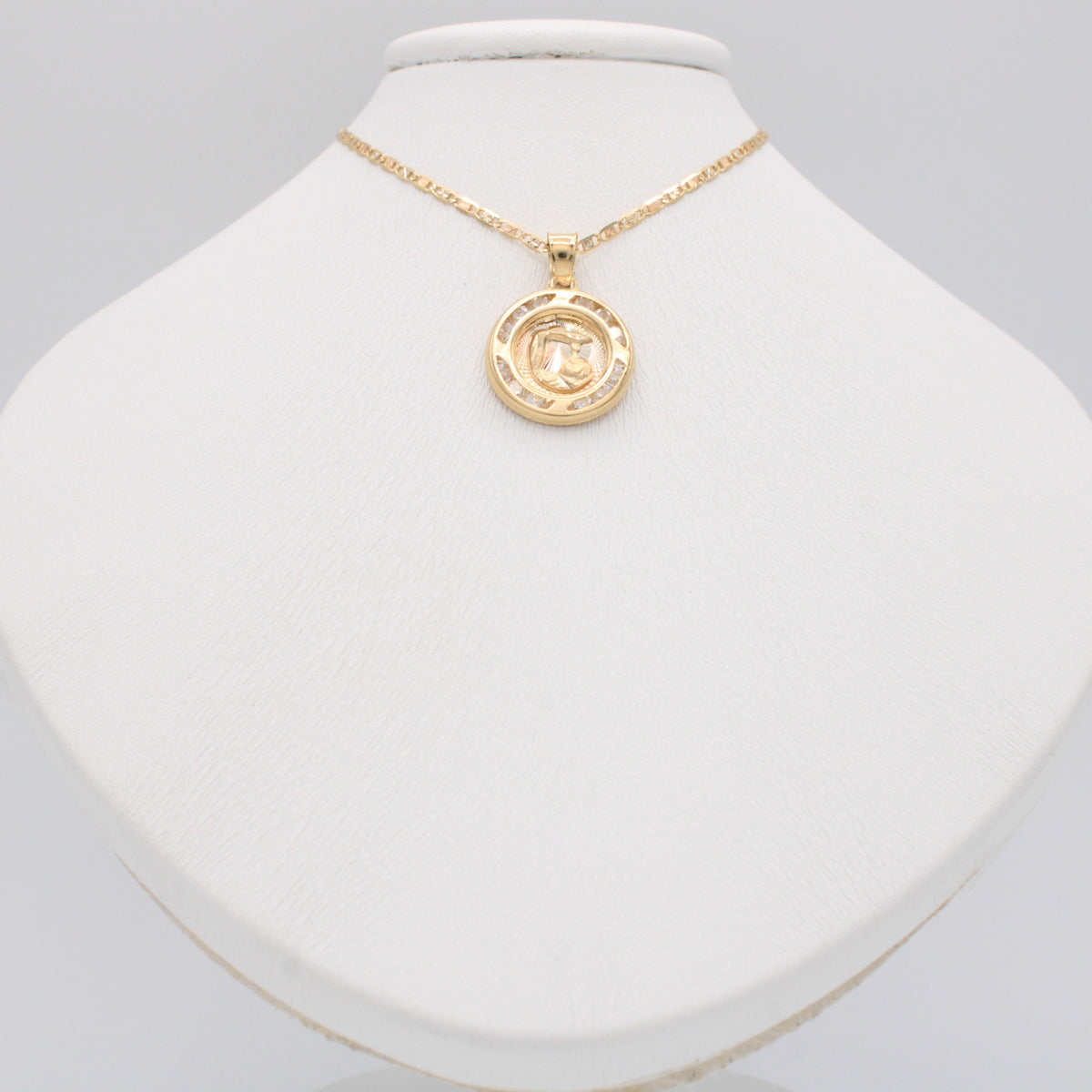 Gargantilla de Oro 14k Tejido Navaja con Dije Bautizo mod. 11201