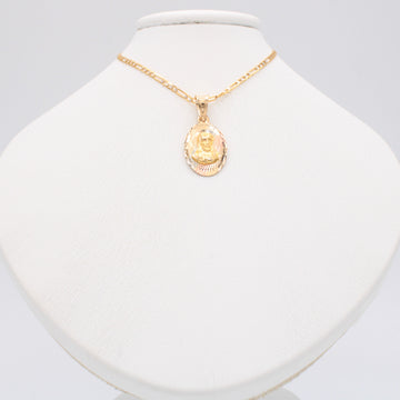 Gargantilla de Oro 14k Tejido 3x1 con Dije Florentino de Cristo mod. 11205