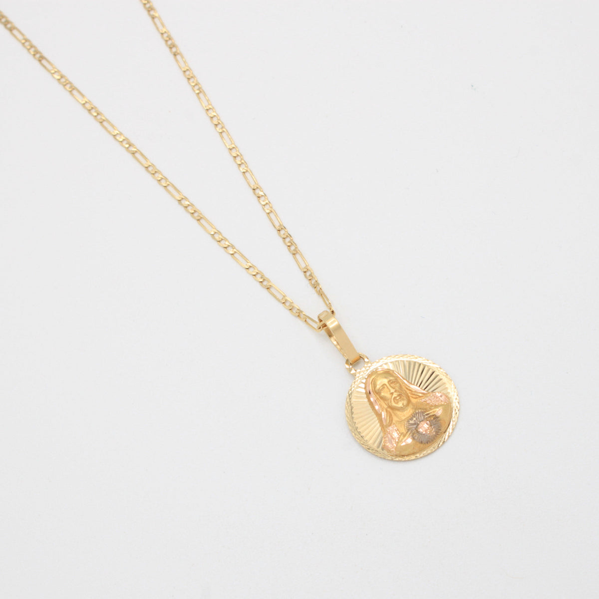 Gargantilla de Oro 14k Tejido 3x1 con Dije de Cristo mod. 11196