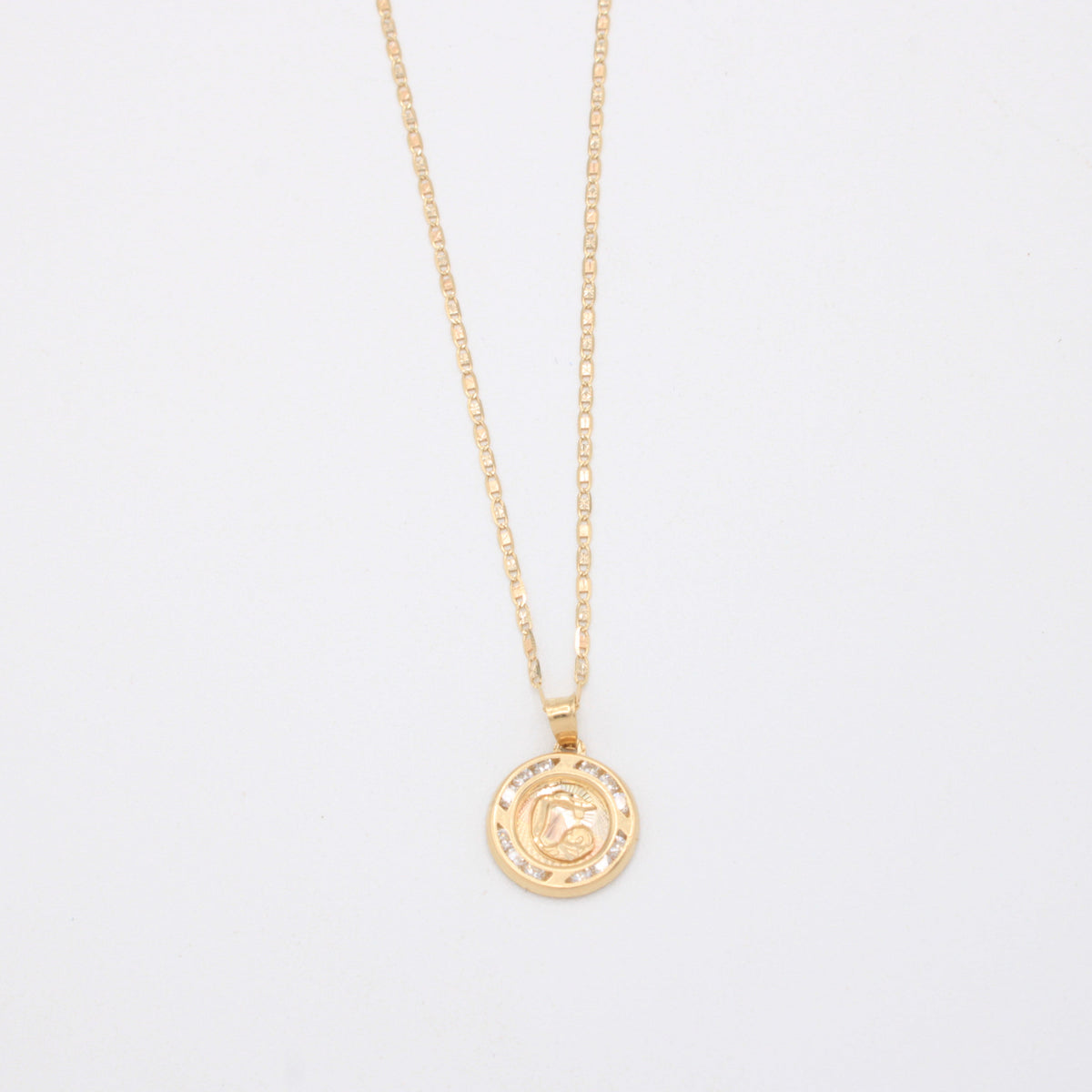 Gargantilla de Oro 14k Tejido Navaja con Dije Bautizo mod. 11201