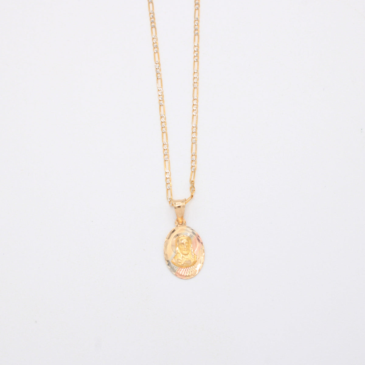 Gargantilla de Oro 14k Tejido 3x1 con Dije Florentino de Cristo mod. 11205