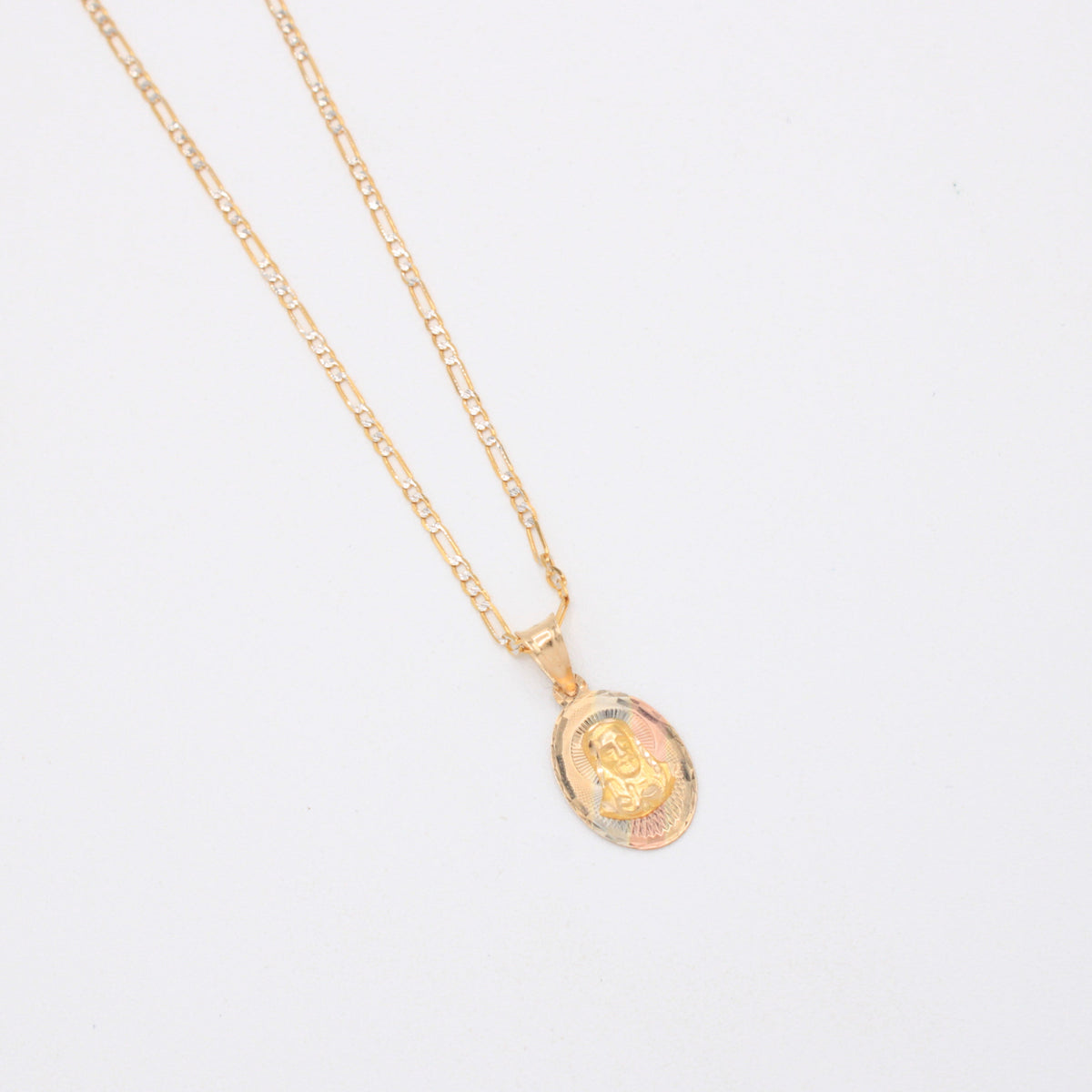 Gargantilla de Oro 14k Tejido 3x1 con Dije Florentino de Cristo mod. 11205