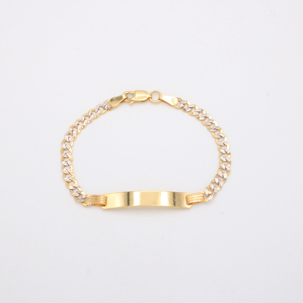 Esclava de Oro 14k para Niño Hueca de Tejido Barbado con Diamantado mod. 11207