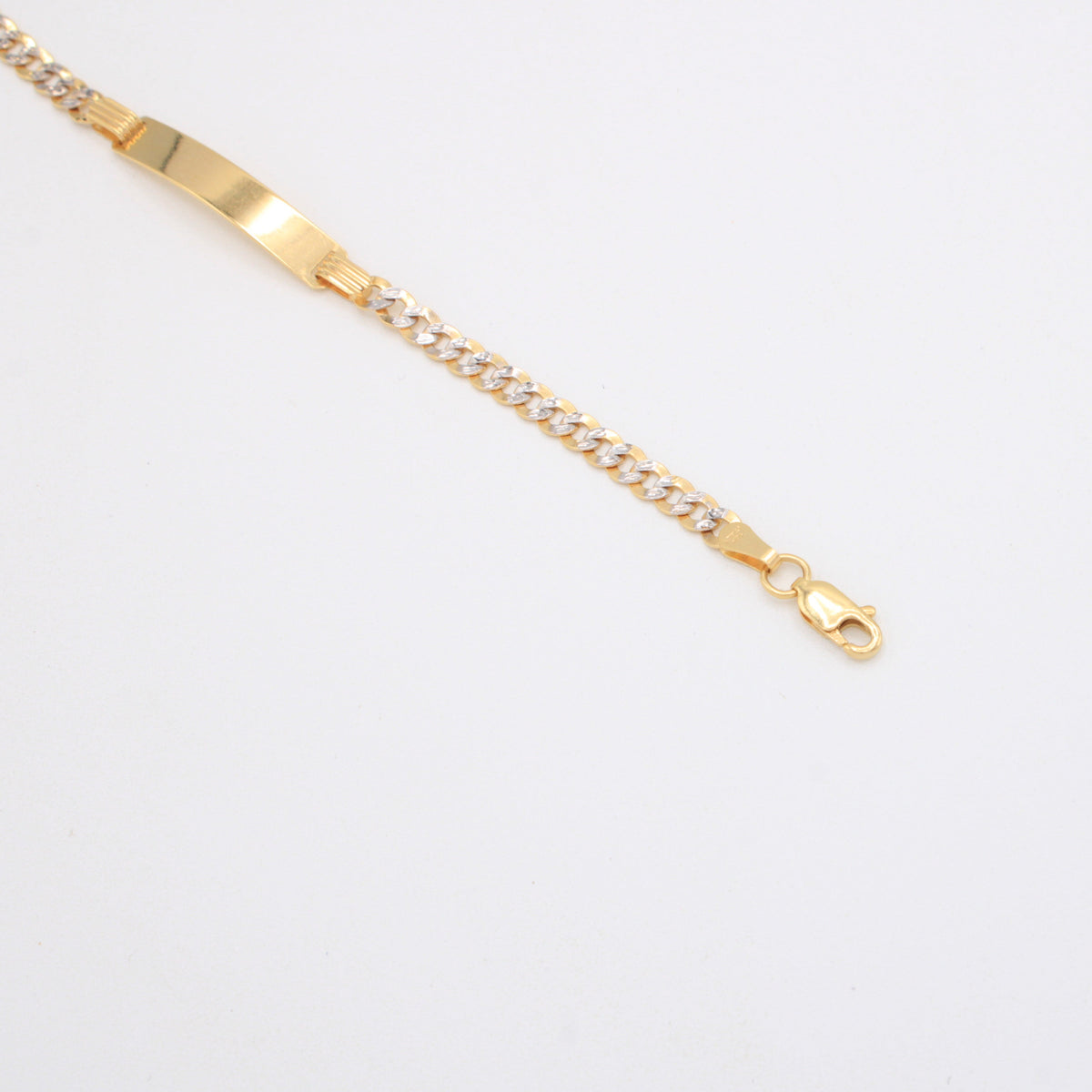 Esclava de Oro 14k para Niño Hueca de Tejido Barbado con Diamantado mod. 11207