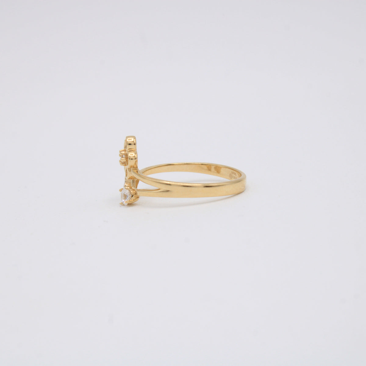 Anillo de Oro 14k Con Diseño de Flor y Doble Zirconia Elegante mod.11213