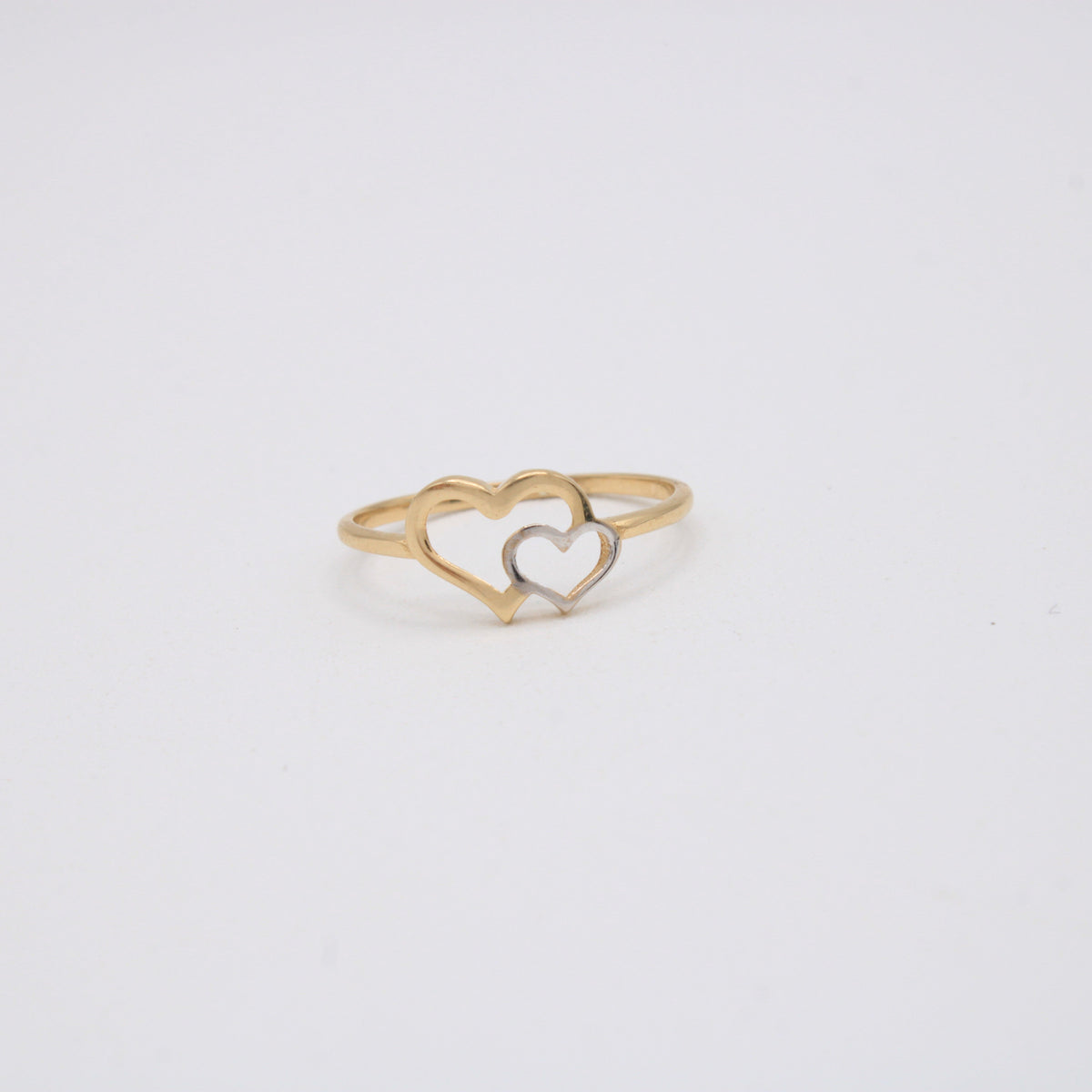 Anillo de Oro 14k Con Diseño de Doble Tamaño Corazón mod.11215