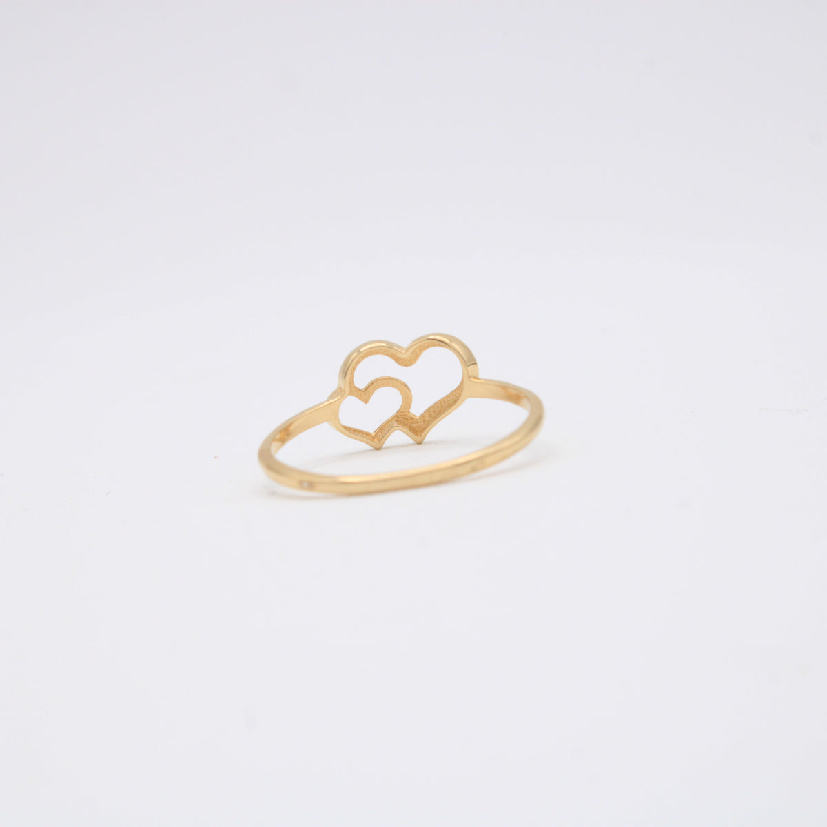Anillo de Oro 14k Con Diseño de Doble Tamaño Corazón mod.11215