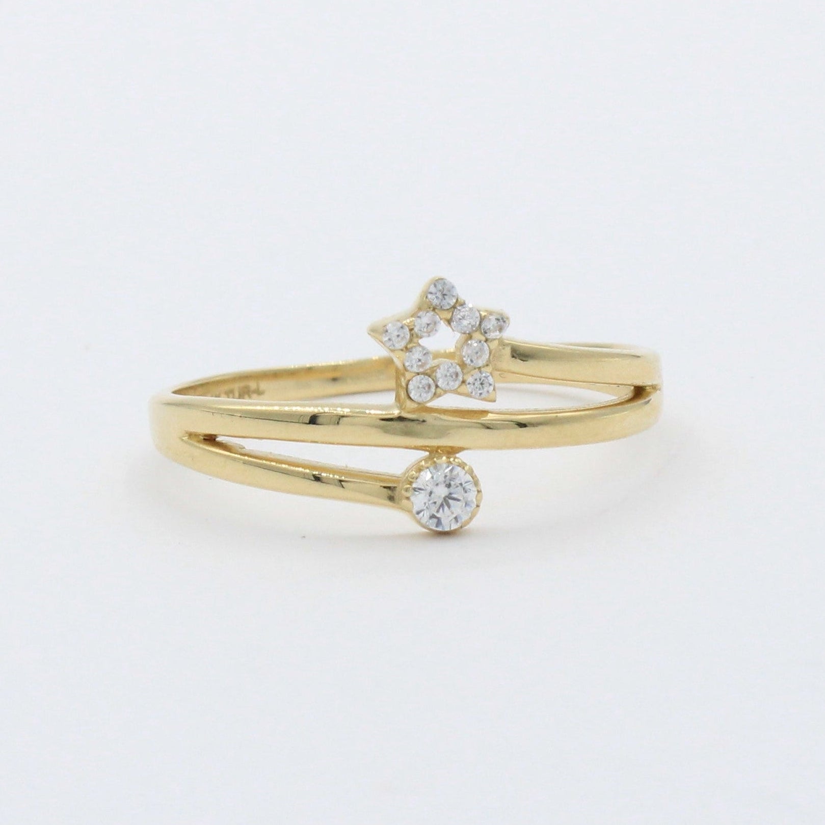 Anillo de Oro 14k Diseño Abierto con Estrella y Zirconia Brillante mod. 10391