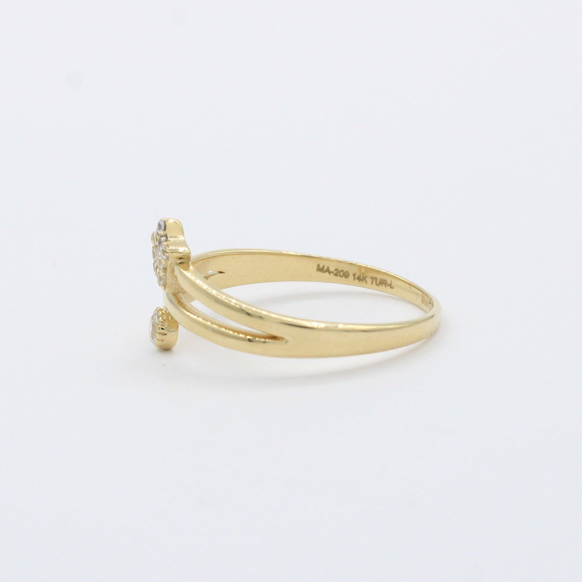 Anillo de Oro 14k Diseño Abierto con Estrella y Zirconia Brillante mod. 10391