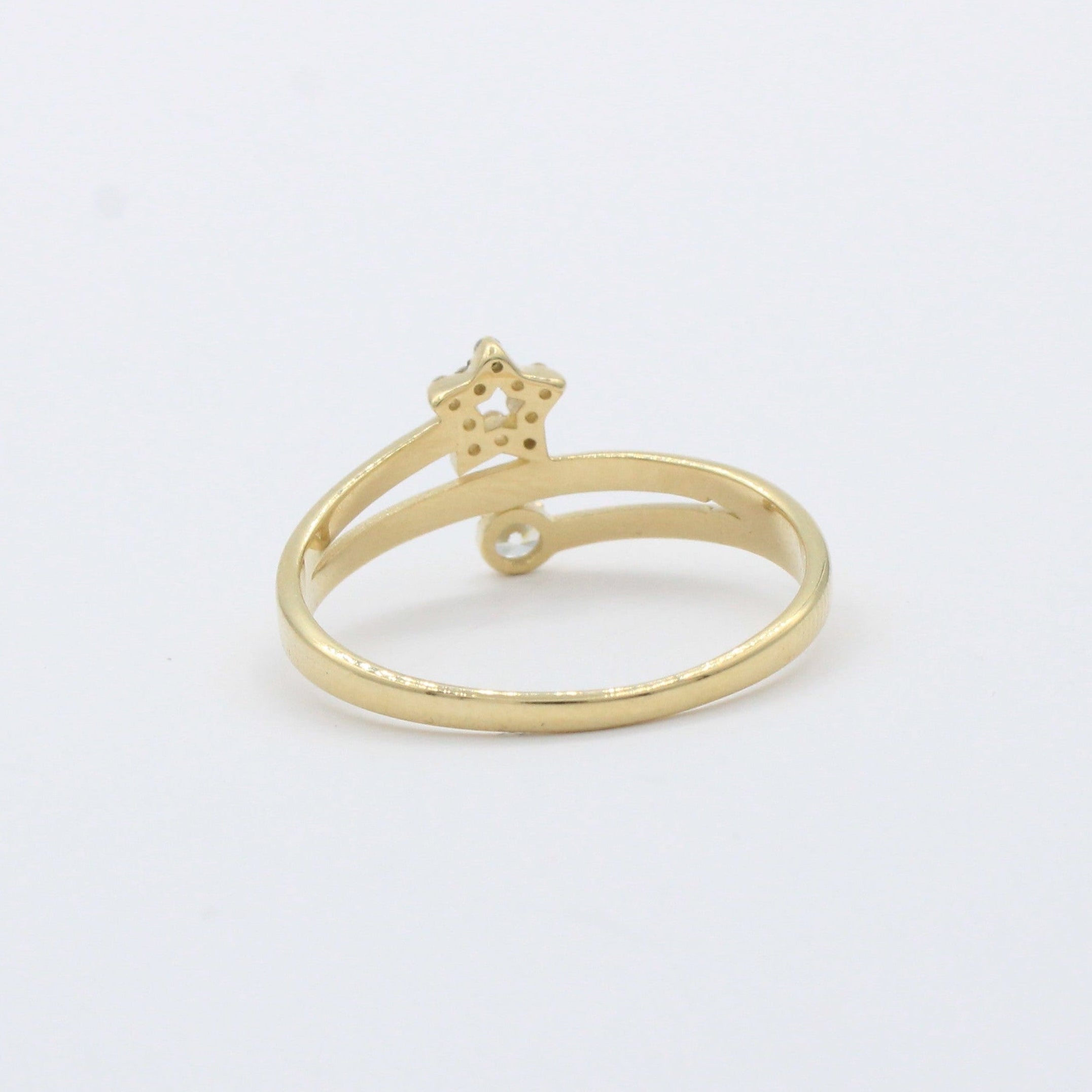 Anillo de Oro 14k Diseño Abierto con Estrella y Zirconia Brillante mod. 10391