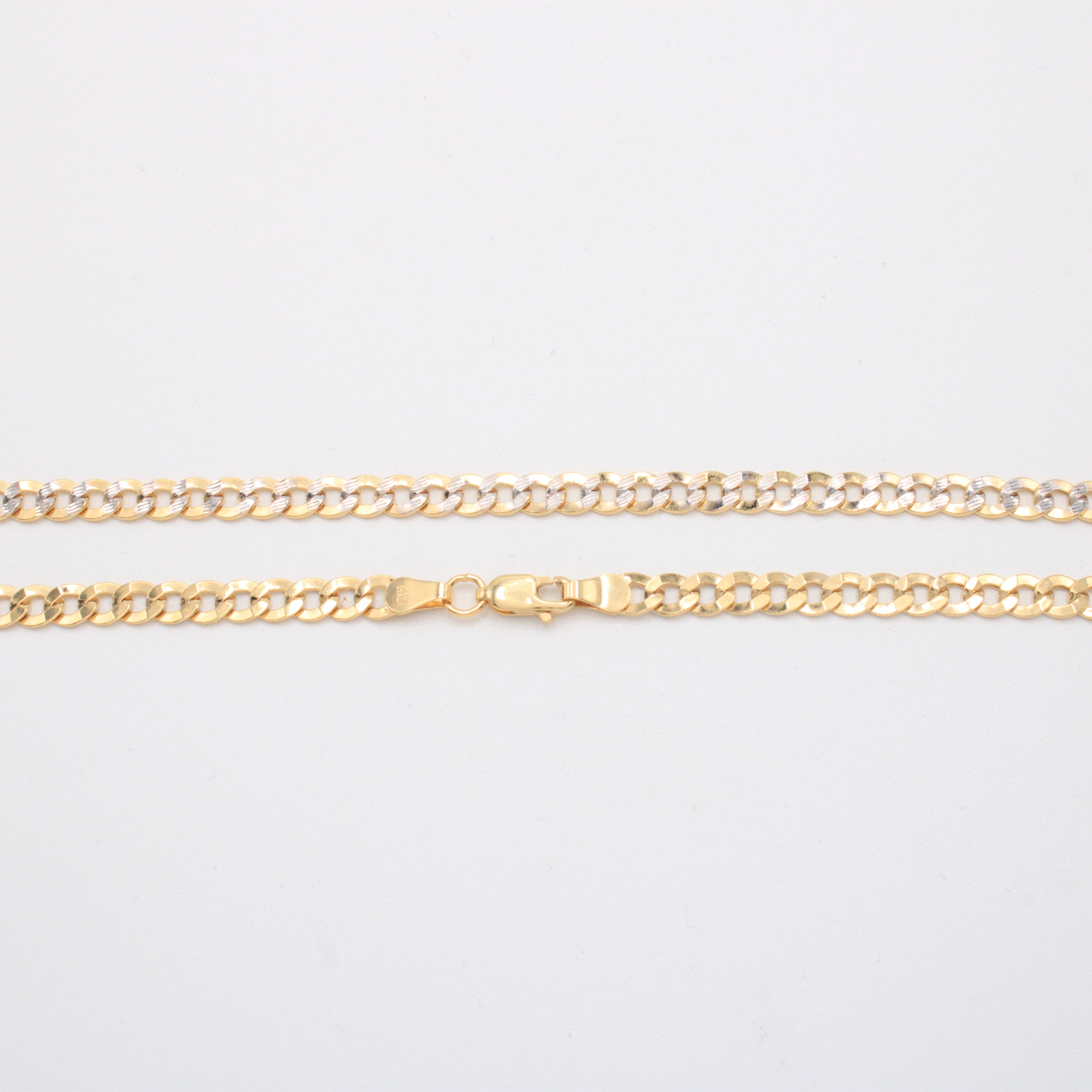 Cadena de 14k Barbada con Eslabones Diamantados mod. 10918