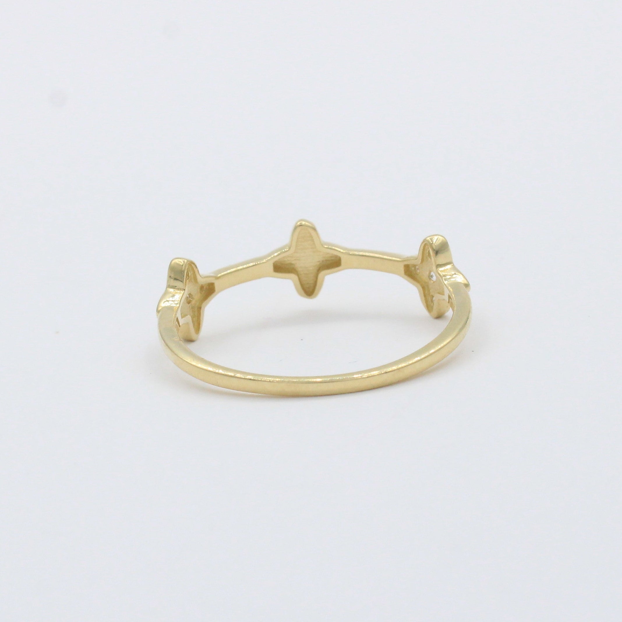Anillo de Oro 14k Diseño de Tréboles con Incrustado de Zirconias mod. 10392