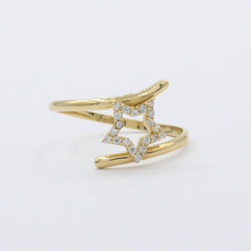 Anillo de Oro 14k Diseño Cruzado con Estrella Incrustado en Zirconias mod. 10393