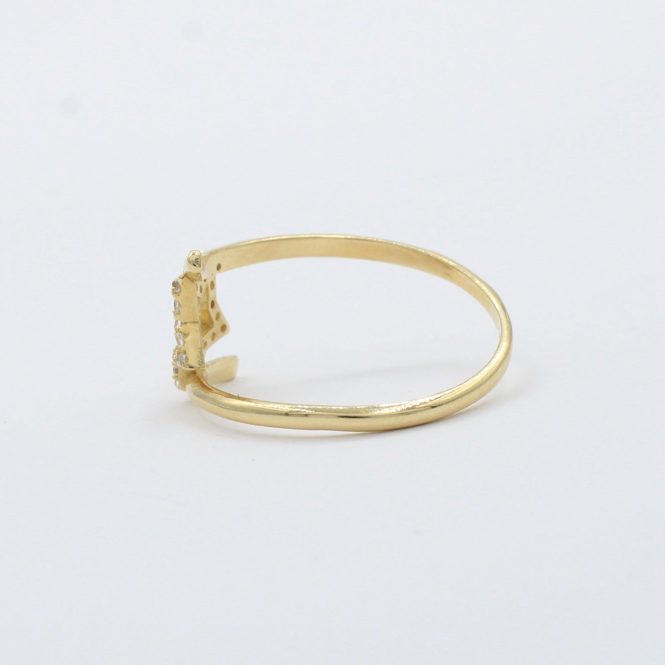 Anillo de Oro 14k Diseño Cruzado con Estrella Incrustado en Zirconias mod. 10393