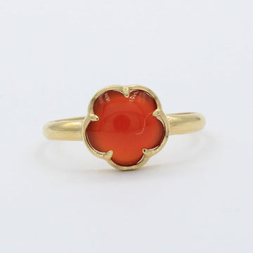 Anillo de Oro 14k Diseño de Flor con Ágata Color Granate mod. 10394