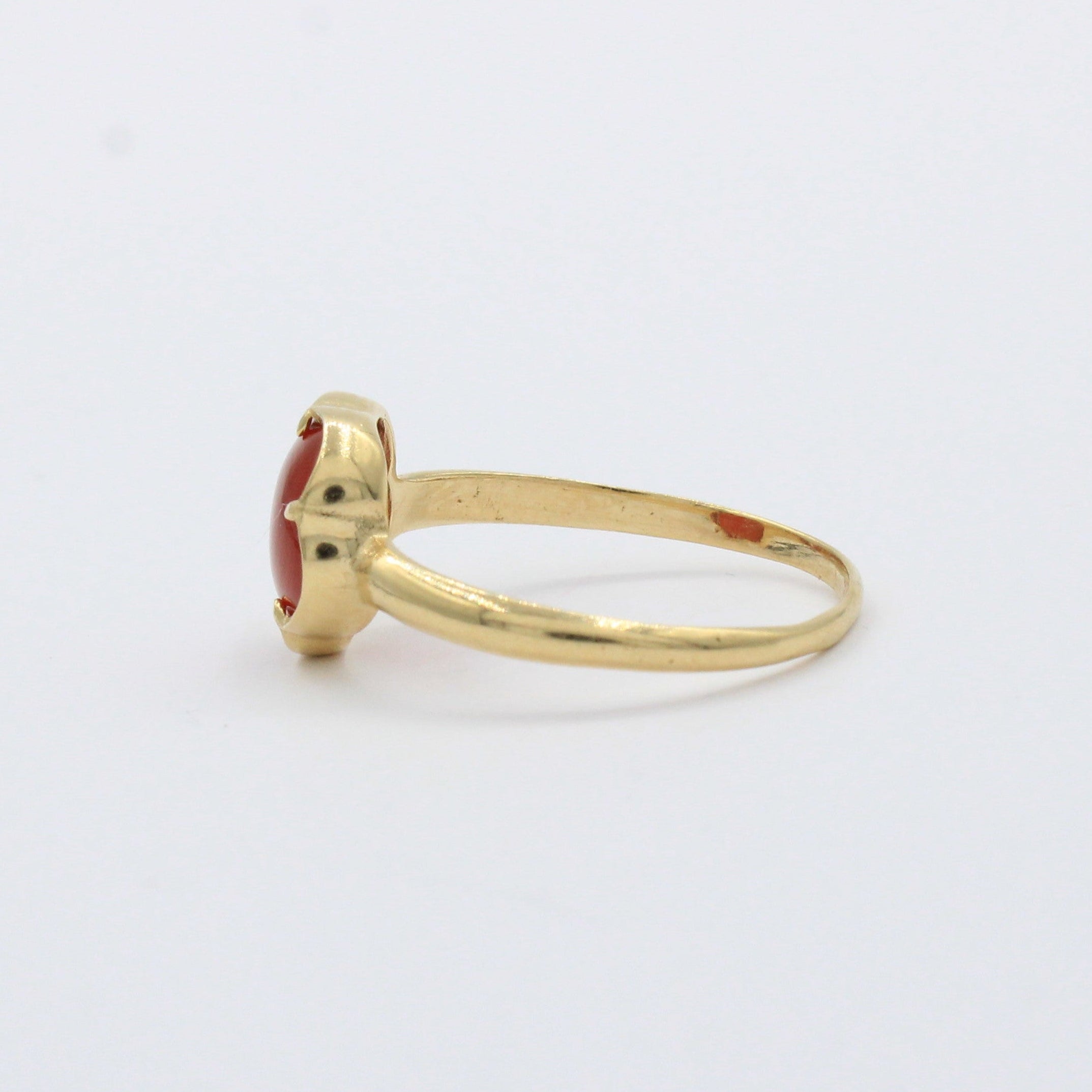 Anillo de Oro 14k Diseño de Flor con Ágata Color Granate mod. 10394