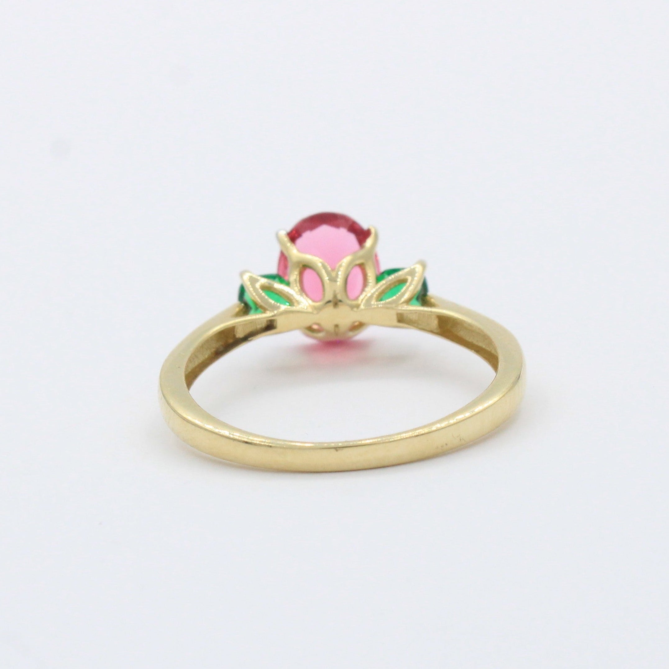 Anillo de Oro 14k Diseño de Rosa con Incrustado de Zirconias mod. 10396