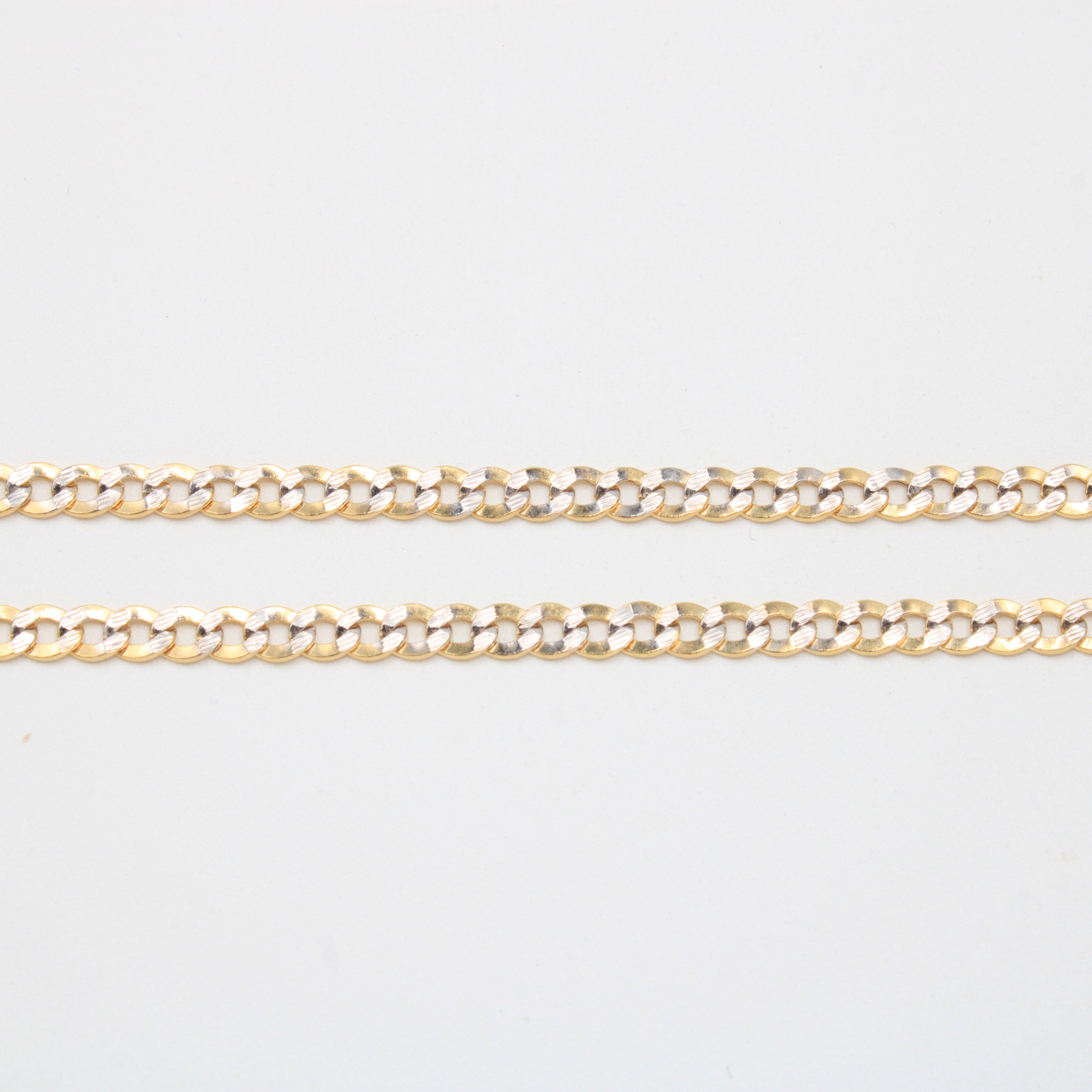 Cadena de 14k Barbada con Eslabones Diamantados mod. 10918