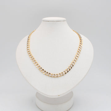Cadena de 14k Barbada con Eslabones Diamantados mod. 10918