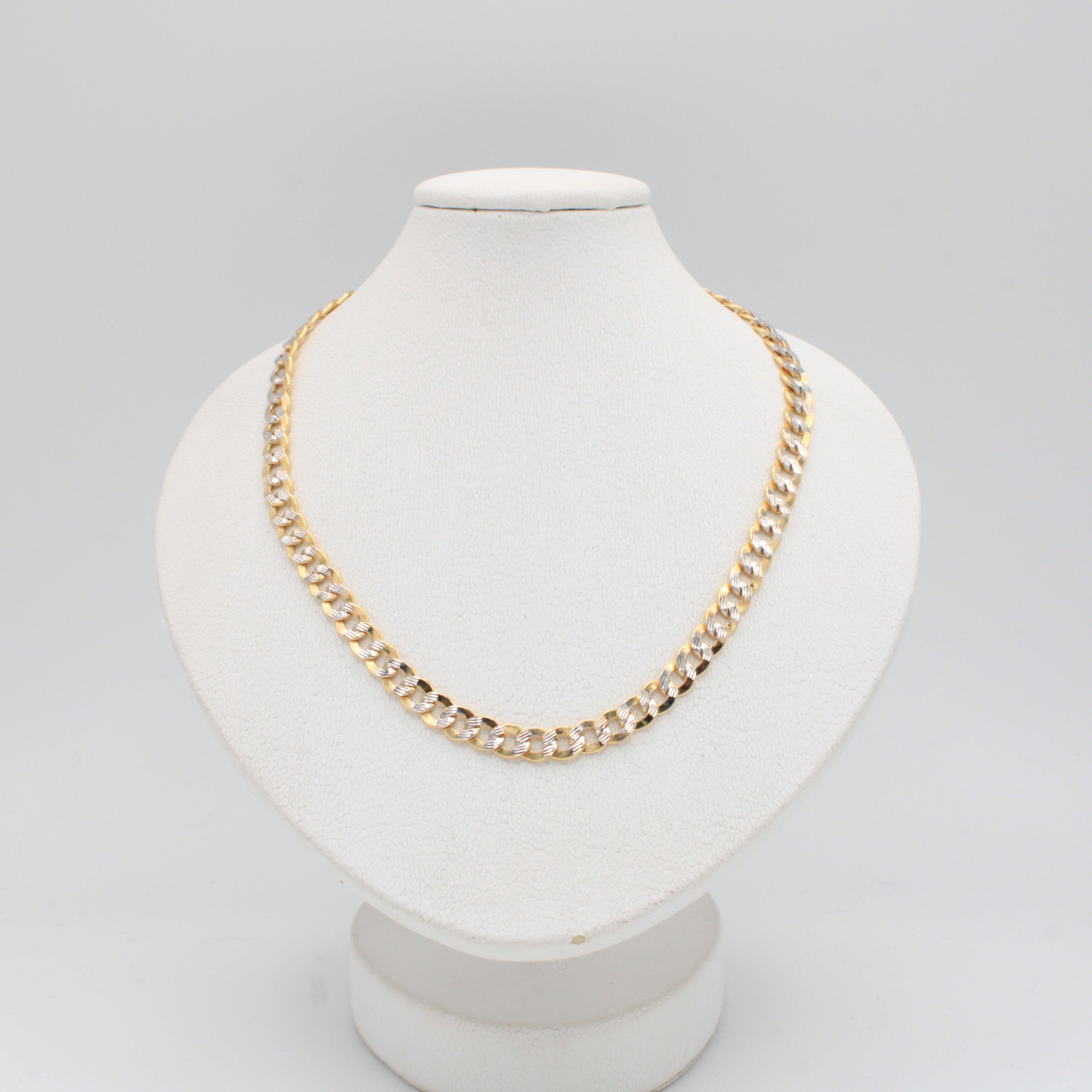 Cadena de 14k Barbada con Eslabones Diamantados mod. 10918