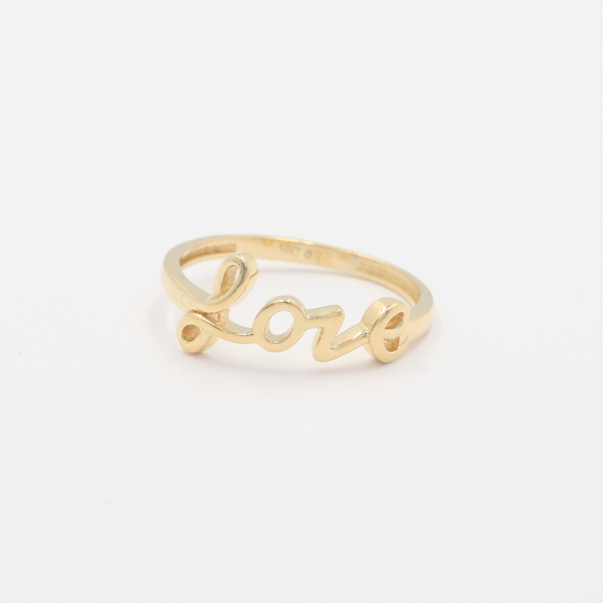 Anillo de Oro 14k Liso con Diseño Especial Love mod. 9959