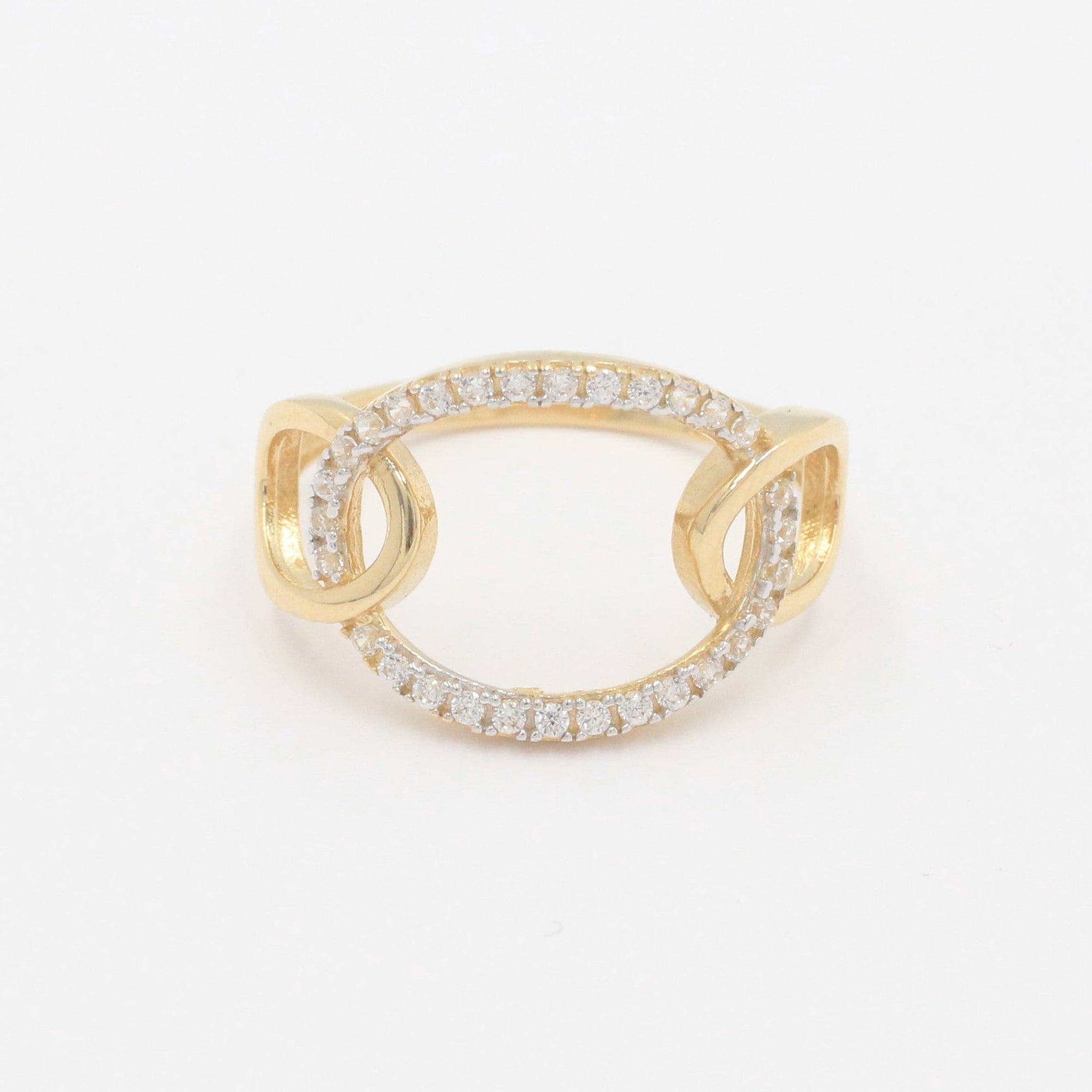 Anillo de Oro 14k Diseño Especial Triple Aro con Incrustado de Zirconias mod. 9967