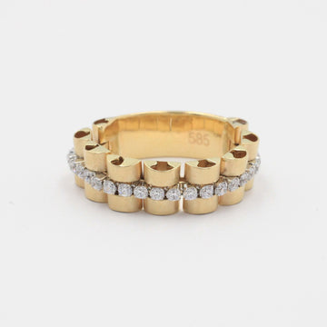 Anillo de Oro 14k Tejido Ensamblado Flexible con Incrustado de Zirconias mod. 9971