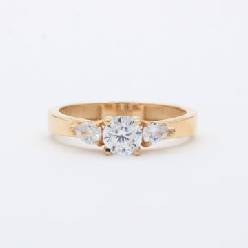 Anillo de Compromiso en Oro 14k con Zirconias Finas en Diseño de Flor mod. 10408