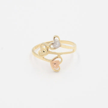 Anillo de Oro 14k Florentino con Diseño de Triple Corazón mod. 9978