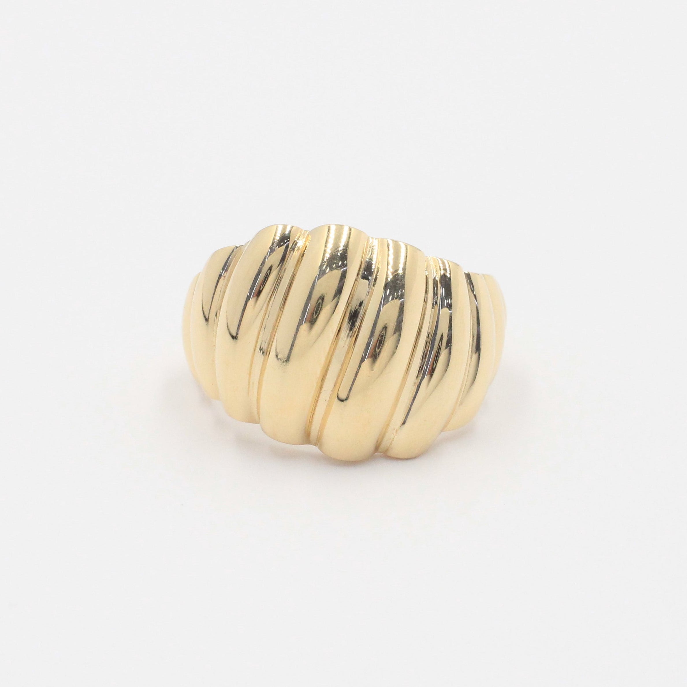 Anillo de Oro 14k Cúpula con Diseño de Canales en Espiral mod. 9985