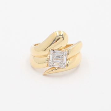 Anillo de Oro 14k Diseño Especial con Cluster de Zirconias Baguette mod. 9991