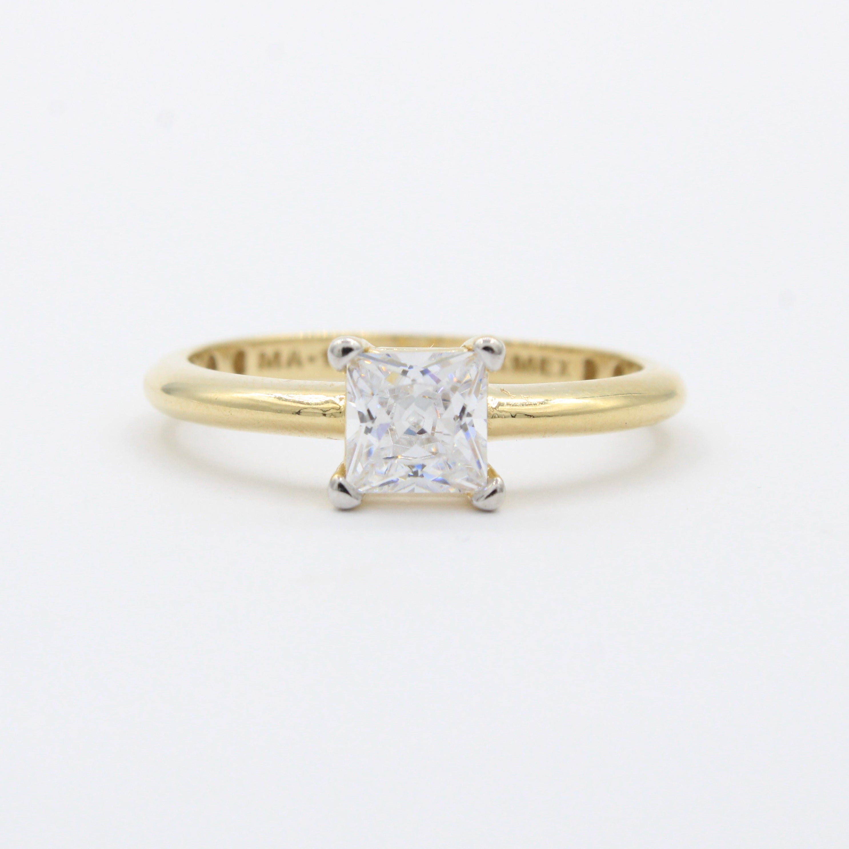 Anillo de Compromiso en Oro 14k Diseño con Zirconia de Corte Cuadrado Brillante mod. 10415