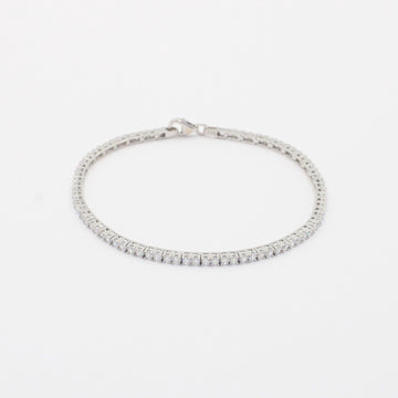 Pulsera de Oro Blanco 14k con Engaste de 4 Garras de Zirconias Redondas mod. 9996