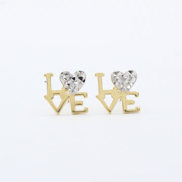 Arete de Oro 14k Diseño LOVE con Detalle Diamantado mod. 10433