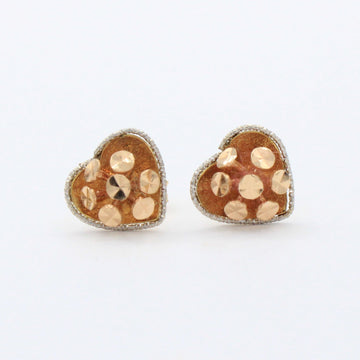 Arete de Oro 14k Corazón con Acabado Texturizado y Diamantado mod. 10428