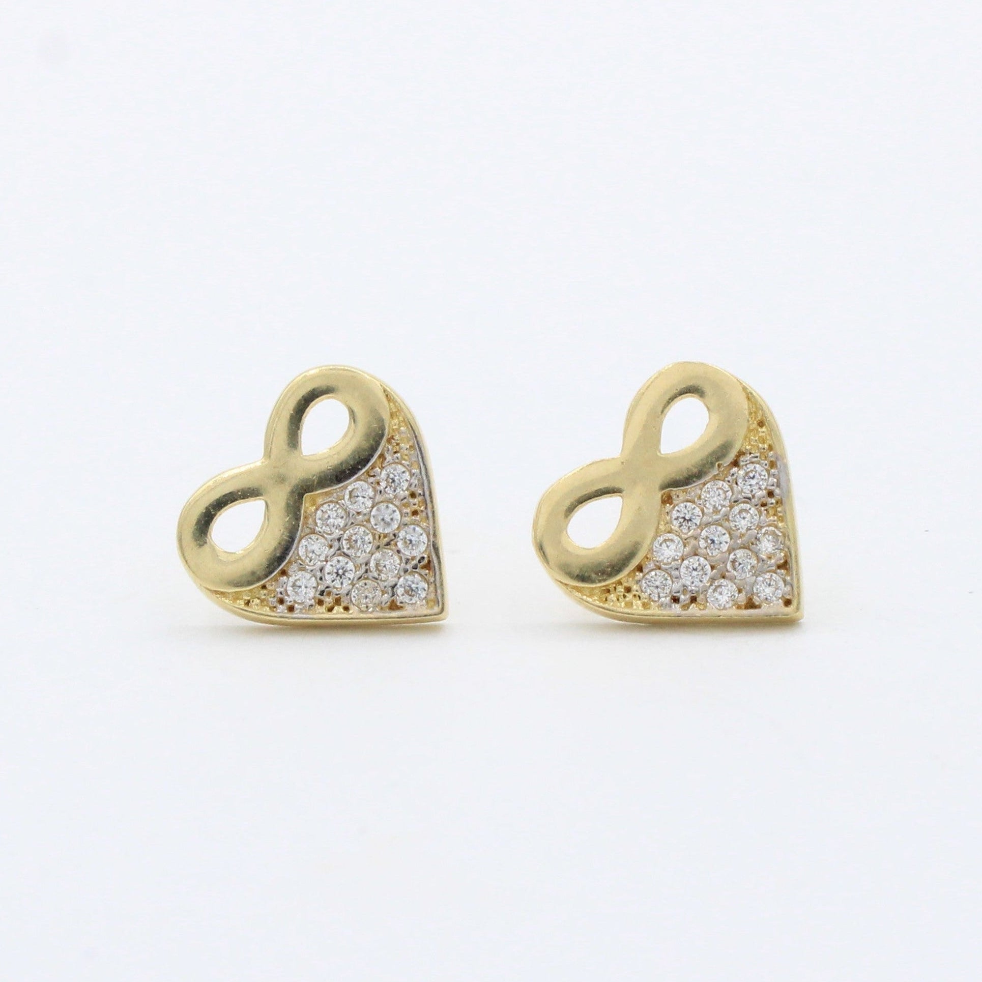 Arete de Oro 14k Corazón Infinito con Incrustación de Zirconias Finas mod. 10427