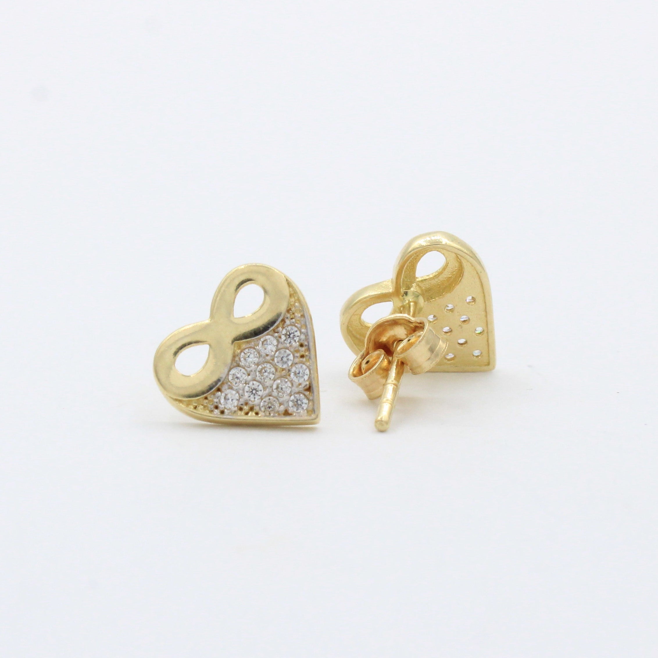 Arete de Oro 14k Corazón Infinito con Incrustación de Zirconias Finas mod. 10427