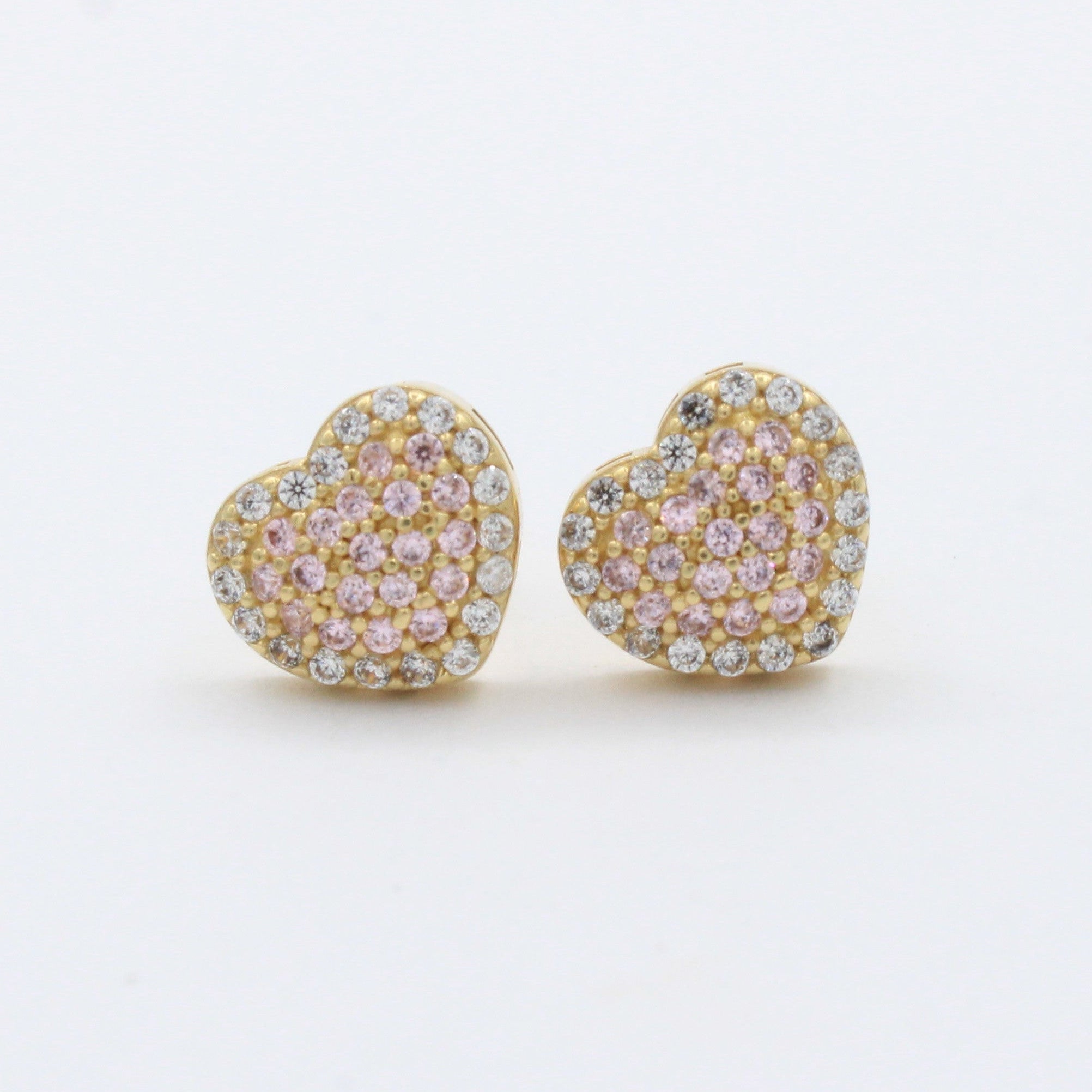 Arete de Oro 14k Corazón Inflado con Incrustación de Zirconias Finas mod. 10426