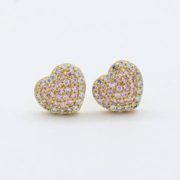 Arete de Oro 14k Corazón Inflado con Incrustación de Zirconias Finas mod. 10426