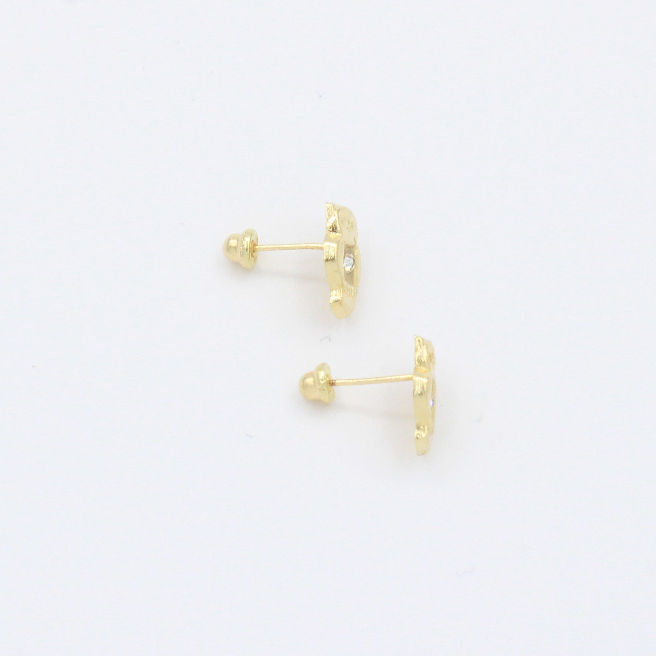 Broquel de Oro 10k Diseño de Búho con ZIrconia Brillante mod. 10438