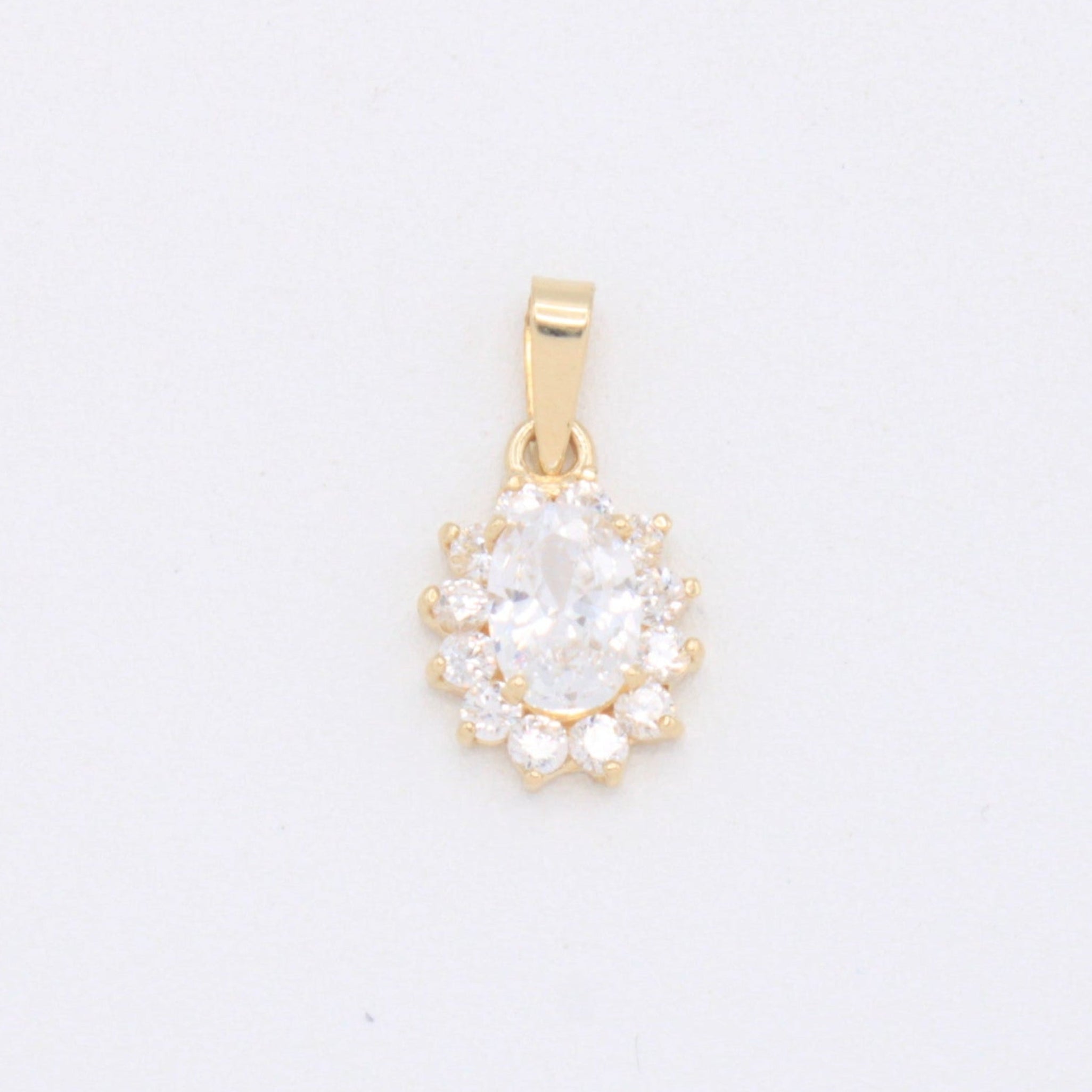 Dije de Oro 14k  Elegante con Incrustación de Zirconias mod. 10935