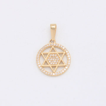 Dije de Oro 14k Estrella de David en Circulo con Zirconias mod. 10940