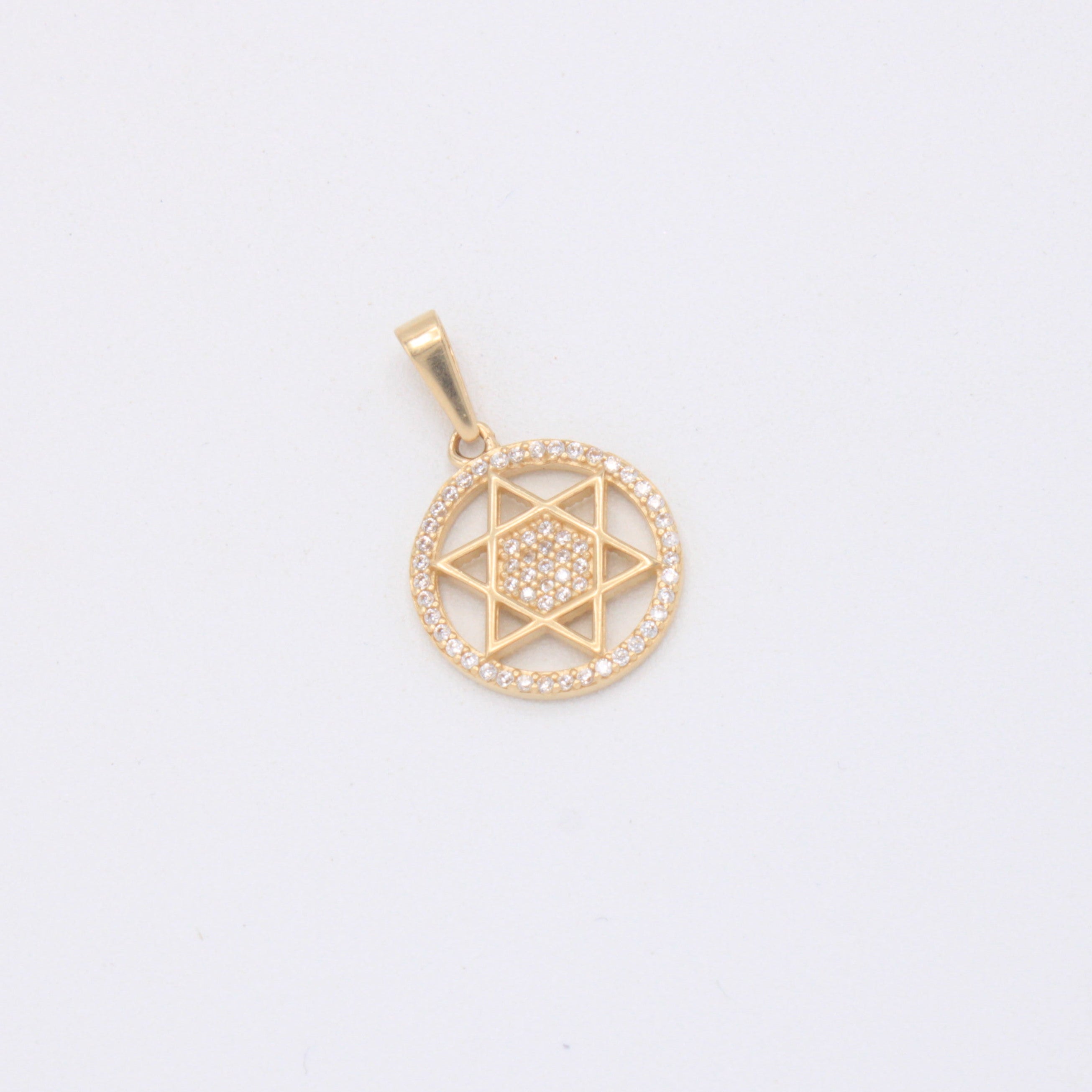 Dije de Oro 14k Estrella de David en Circulo con Zirconias mod. 10940