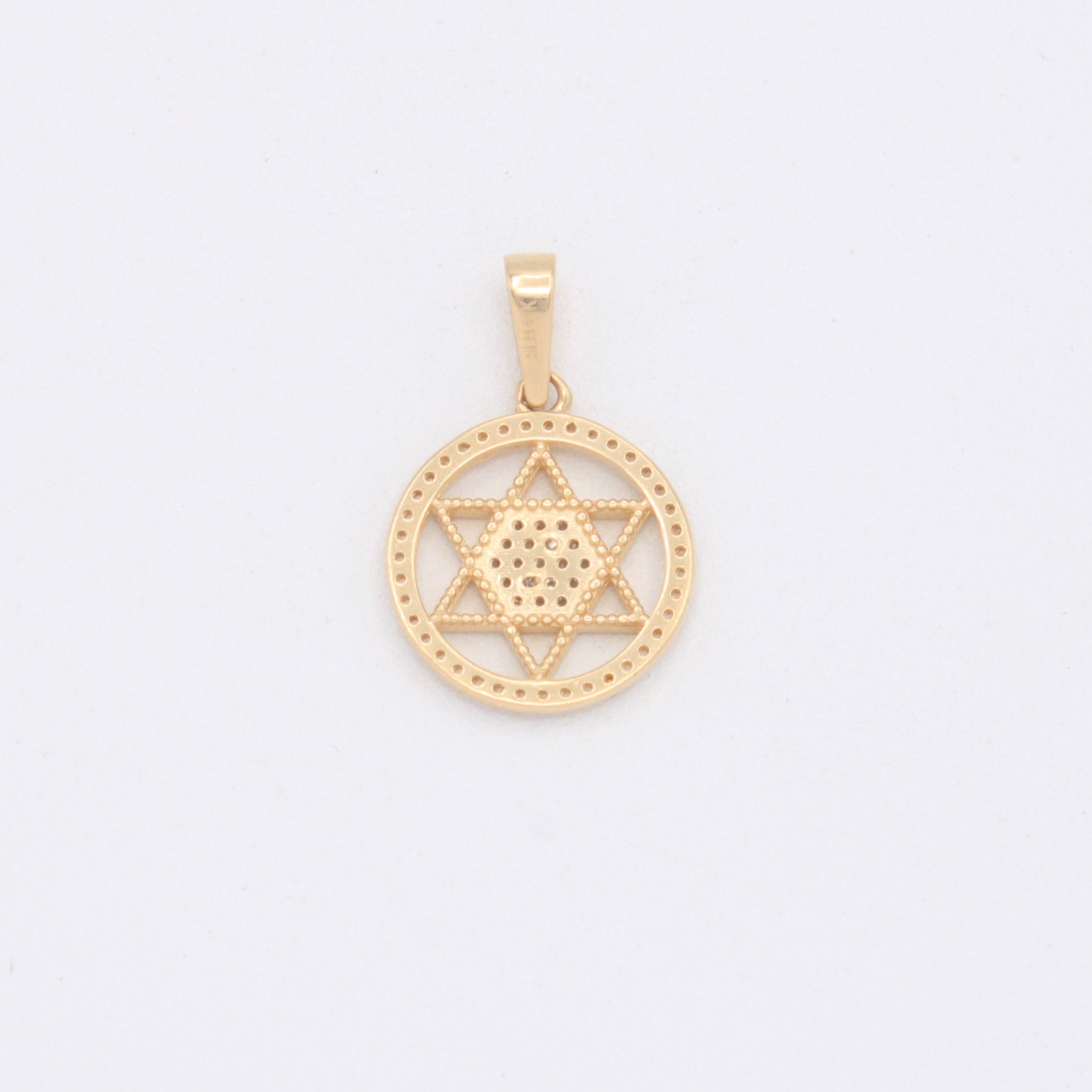 Dije de Oro 14k Estrella de David en Circulo con Zirconias mod. 10940