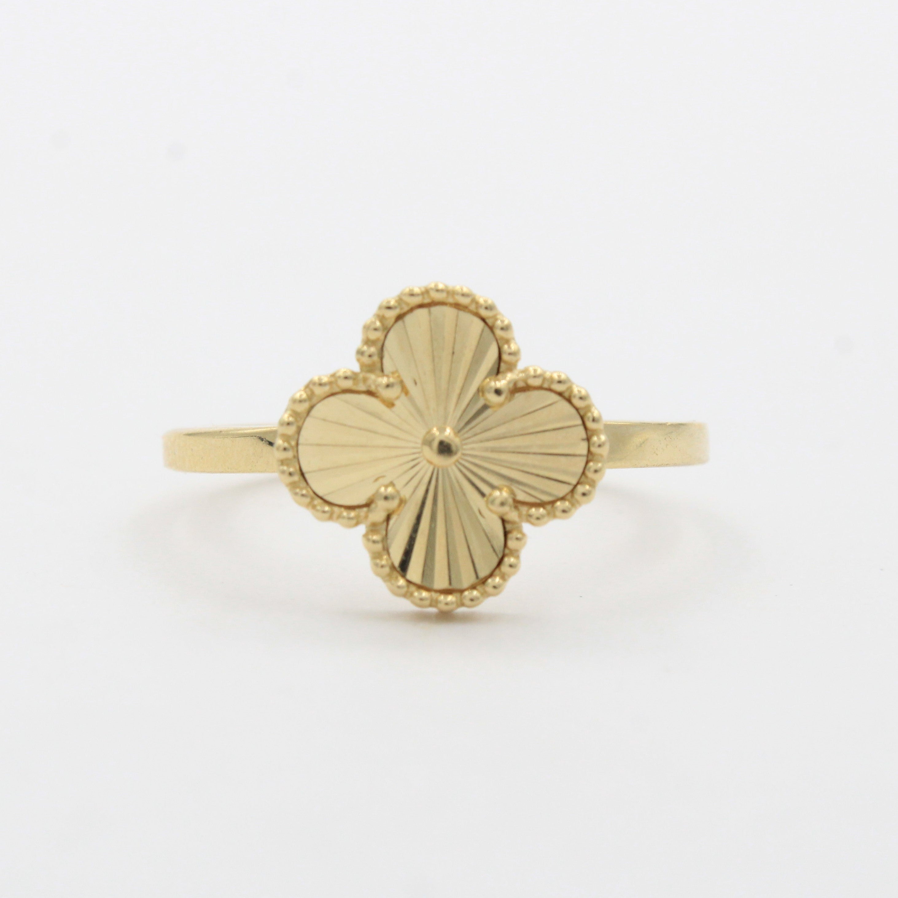 Anillo de Oro 14k con Trébol Diamantado mod. 10455